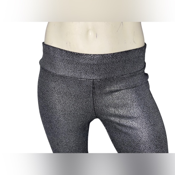 LENA GABRIELLE Black & Silver Metallic Pull On Wide Waistband Stretch Leggings,2 - Picture 6 of 11